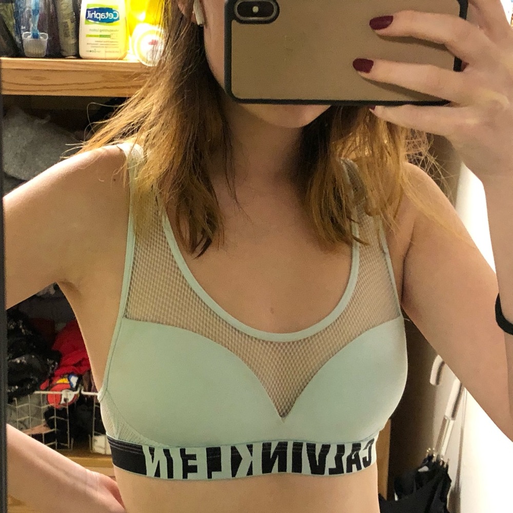 calvin klein mesh semi push up sports bra